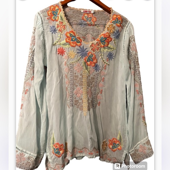 JOHNNY WAS HEAVILY EMBROIDERED RIVEDA BLOUSE TUNIC KIMONO Sz Small Woman $285 - Picture 3 of 10